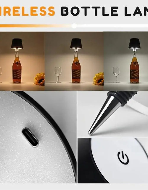 Load image into Gallery viewer, Wine Bottle LED Wireless Table Lamp 3-Color Infinitely Dimmable USB Rechargeable Dining Table Lights Beverage Lamp Top Touch
