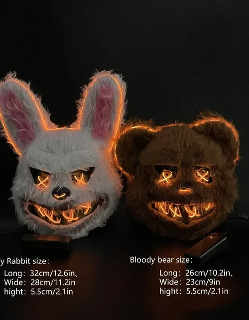 Load image into Gallery viewer, Glow Animal Mask Halloween Horror Bloody Rabbit Bear Decoration Props Simulate Fur Mask Cosplay Costume Party Decoration
