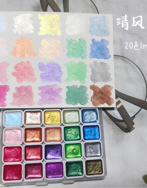 Load image into Gallery viewer, 20 Colors 0.03Oz Solid Pearlescent Watercolor Paint Set Chameleon Glitter Pigment Student Watercolor Painting Nail Deco Art Pain
