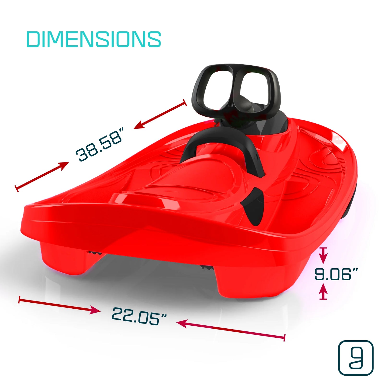 Stratos Bobsled for Kids, 2 Person Steerable Snow Sled , Ages 3+ , Red