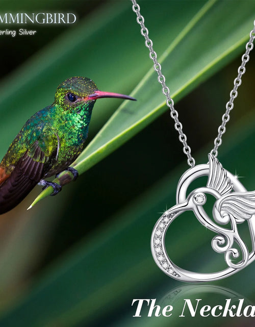 Load image into Gallery viewer, Hummingbird Necklace 925 Sterling Silver Heart Pendant Necklaces Mom Daughter Wife
