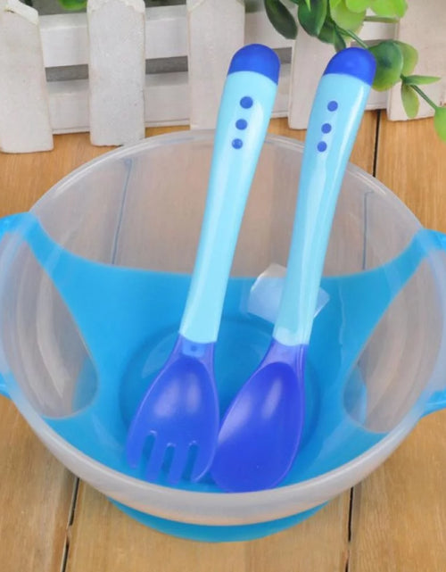 Load image into Gallery viewer, Suction Grip Baby Dish Bowl, Silicone Suction Bowls for Baby, Safe Plates for Toddler and Kid - with Fork and Spoons
