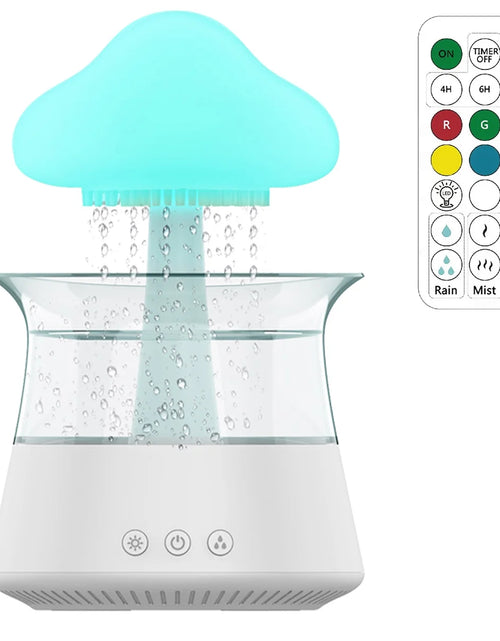 Load image into Gallery viewer, Jetclutch Cloud Rain Humidifier with 7 Colour Lights Timer Portable Raindrop Cloud Humidifier Reusable Aroma Diffuser Humidifier
