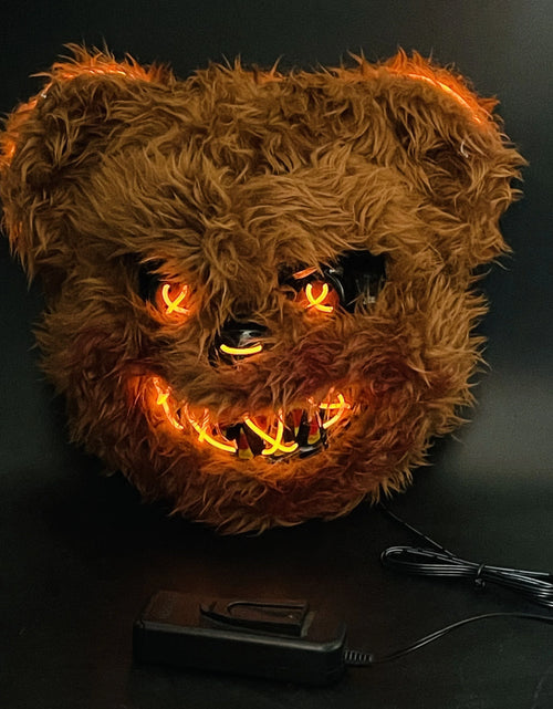 Load image into Gallery viewer, Glow Animal Mask Halloween Horror Bloody Rabbit Bear Decoration Props Simulate Fur Mask Cosplay Costume Party Decoration
