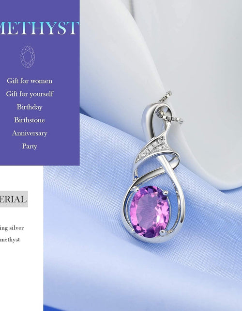 Load image into Gallery viewer, Fine Jewelry Birthstone Gifts for Women Natural Gemstone Topaz Amethyst Opal Garnet Peridot Citrine Sterling Silver Pendant Necklace Birthday Gift for Wife Mom
