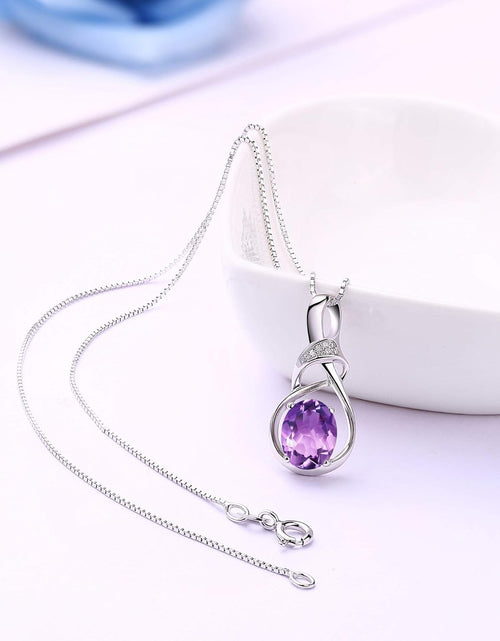 Load image into Gallery viewer, Fine Jewelry Birthstone Gifts for Women Natural Gemstone Topaz Amethyst Opal Garnet Peridot Citrine Sterling Silver Pendant Necklace Birthday Gift for Wife Mom
