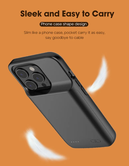 Load image into Gallery viewer, Iphone 15/15 Pro Battery Case 6.1 Inch, 5000Mah Ultra Thin Portable Power Charging Case Extended Battery Pack Power Bank Black
