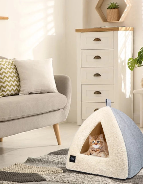 Load image into Gallery viewer, Cat Bed for Indoor Cats - Pet Cave Bed Cat Cave Bed Cat House Cat Tent with Removable Washable Cushioned Pillow, Soft and Self Warming Kitten Beds &amp; Furniture, Pet Bed
