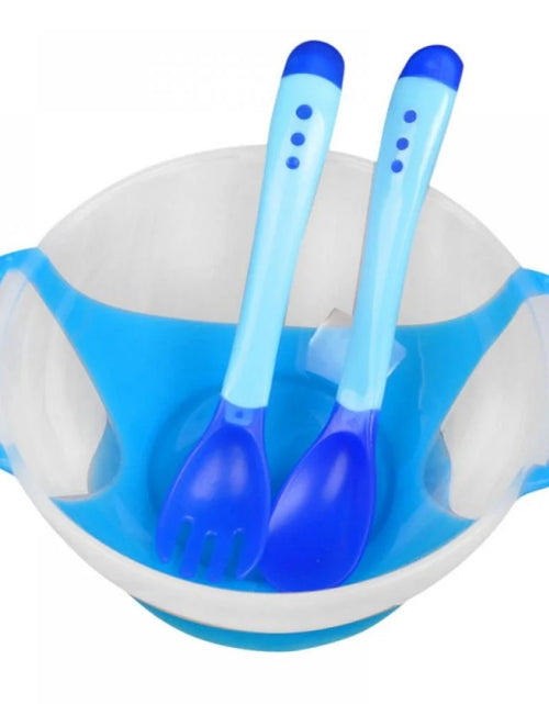 Load image into Gallery viewer, Suction Grip Baby Dish Bowl, Silicone Suction Bowls for Baby, Safe Plates for Toddler and Kid - with Fork and Spoons
