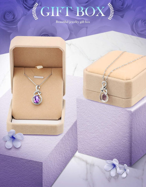 Load image into Gallery viewer, Fine Jewelry Birthstone Gifts for Women Natural Gemstone Topaz Amethyst Opal Garnet Peridot Citrine Sterling Silver Pendant Necklace Birthday Gift for Wife Mom
