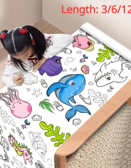 Load image into Gallery viewer, 12/6/3M Children&#39;S Drawing Roll DIY Graffiti Scroll Color Filling Paper Painting Coloring Paper Roll for Kids Educational Toys
