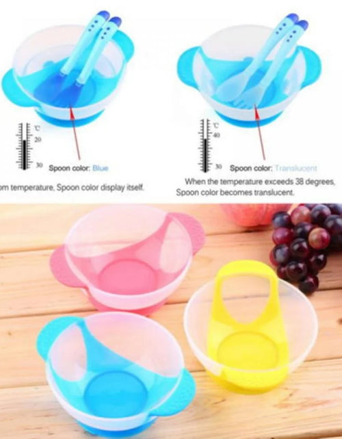 Load image into Gallery viewer, Suction Grip Baby Dish Bowl, Silicone Suction Bowls for Baby, Safe Plates for Toddler and Kid - with Fork and Spoons
