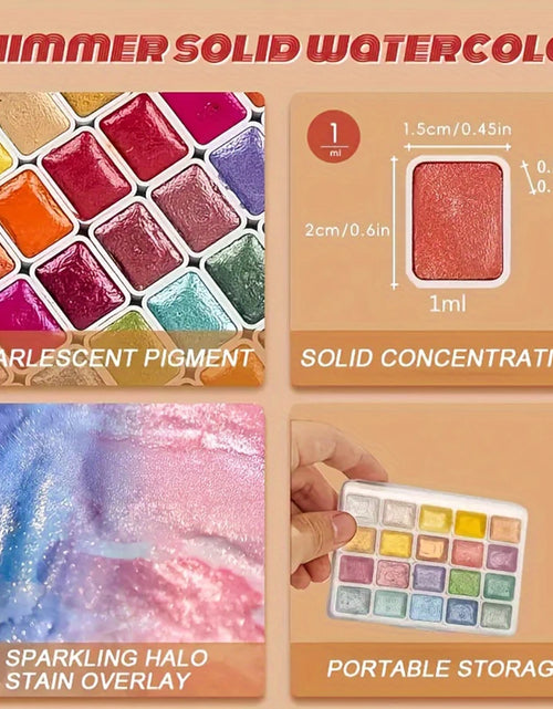 Load image into Gallery viewer, 20 Colors 0.03Oz Solid Pearlescent Watercolor Paint Set Chameleon Glitter Pigment Student Watercolor Painting Nail Deco Art Pain
