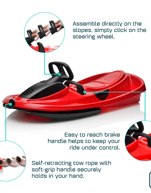 Load image into Gallery viewer, Stratos Bobsled for Kids, 2 Person Steerable Snow Sled , Ages 3+ , Red
