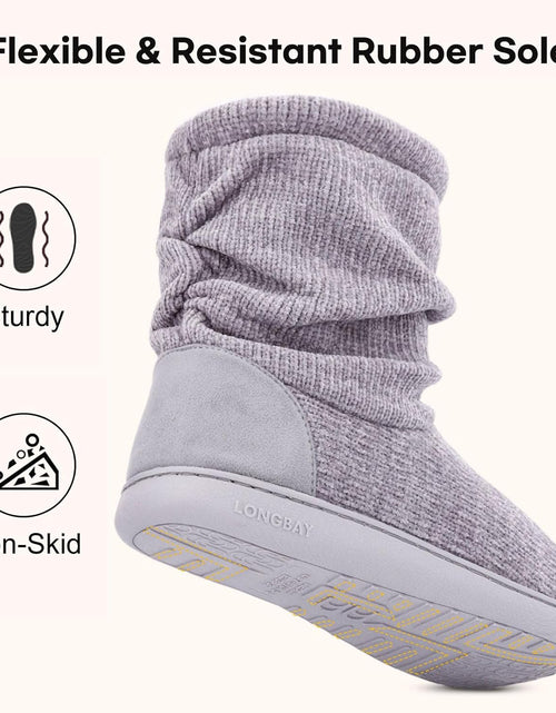 Load image into Gallery viewer, Women&#39;S Chenille Knit Bootie Slippers Cute Plush Fleece Memory Foam House Shoes
